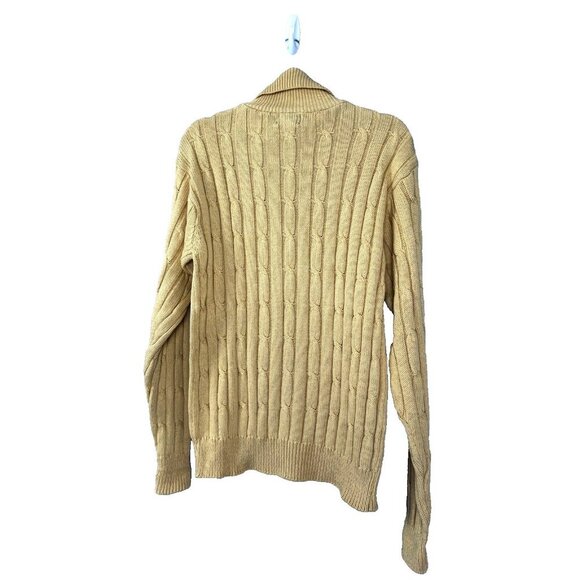 Womens Butter Yellow Chunky Cable Knit Sweater L Fisherman Rustic Preppy Coastal - Picture 2 of 7